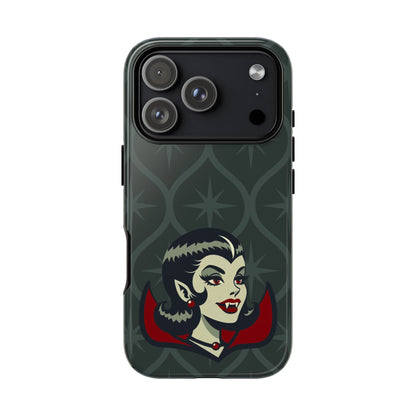 Vampire Dracula Girl Halloween Goth Horror Buff MCM Green Tough Phone Case