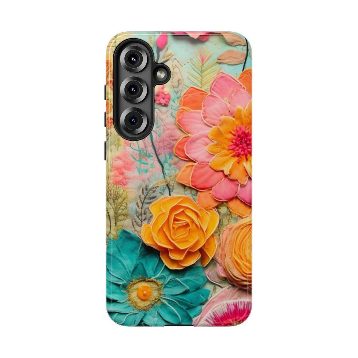 Boho Retro Floral Faux Pressed Flowers Smart Phone Tough Phone Cases