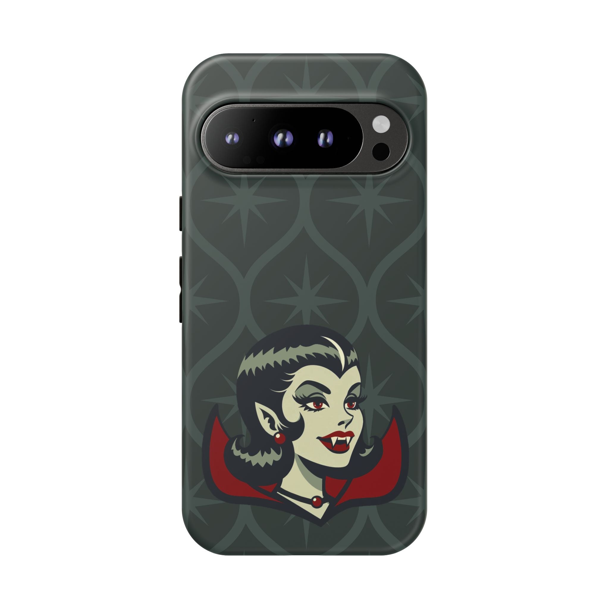 Vampire Dracula Girl Halloween Goth Horror Buff MCM Green Tough Phone Case