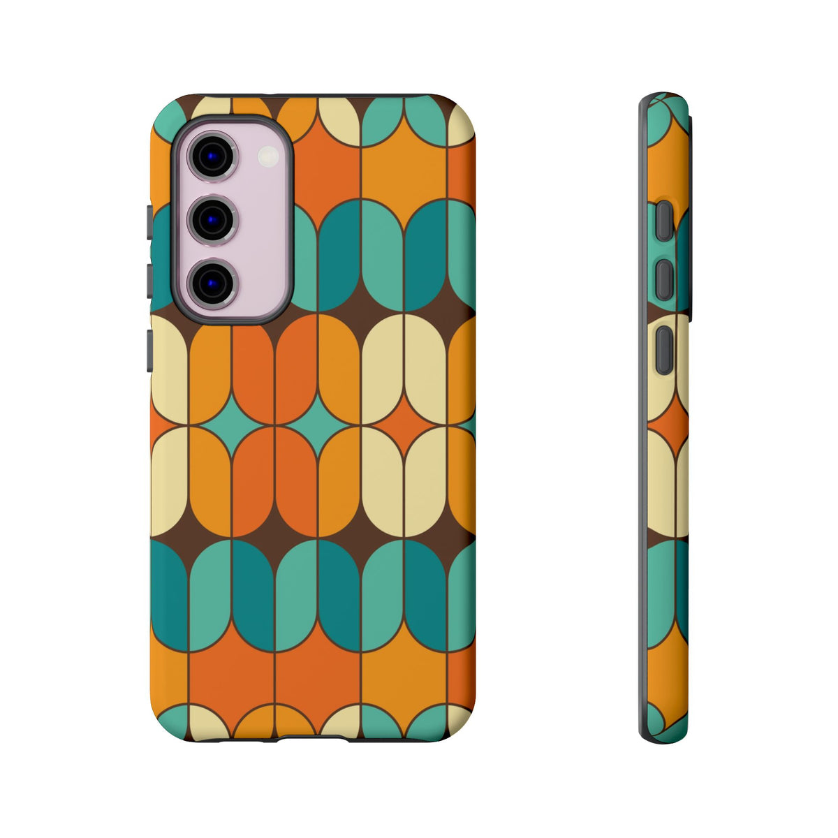 Mid Century Modern Orange, Teal Geometric Mod Designed Tough Phone Case