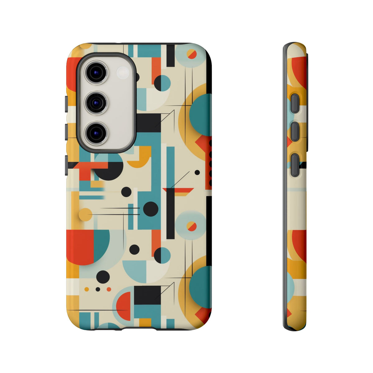 Bauhaus Designed Mid Mod Geometric Groovy Smart Phone, iPhone, Samsung Compatible Tough Cases - Mid Century Modern Gal