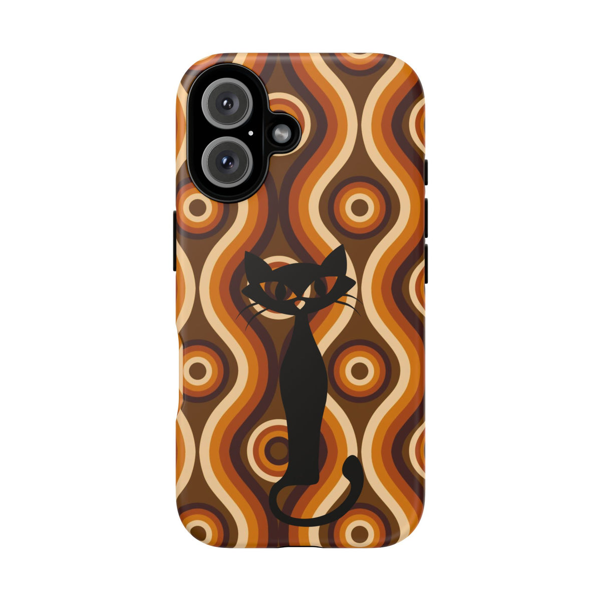 Retro Phone Case, Groovy Brown, Atomic Kitsch Cat Tough Smart Phone Cases