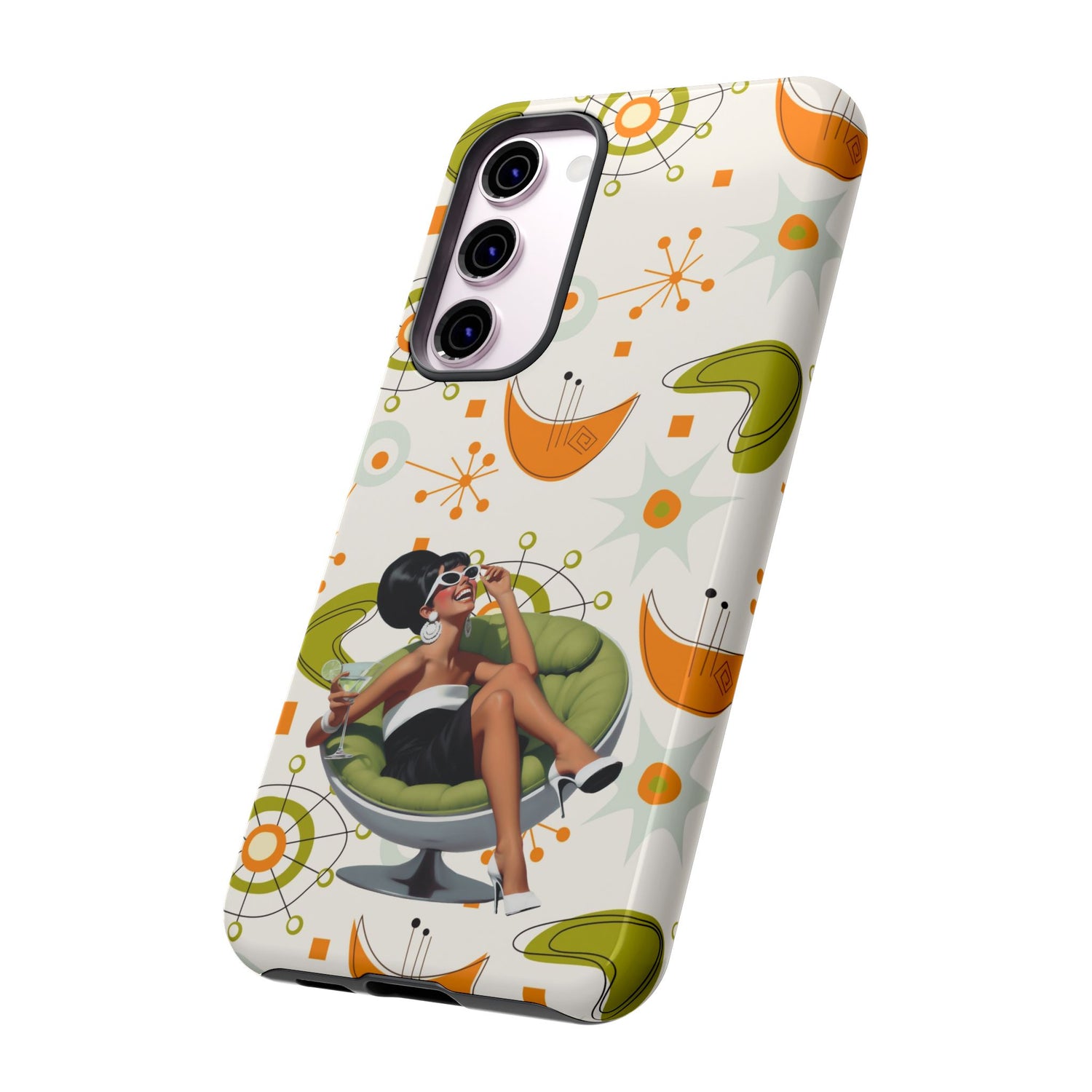 Mid Century Modern Atomic Starburst Mid Mod 60s Gal Retro Chic Tough Phone Case with Vintage Glamour Design