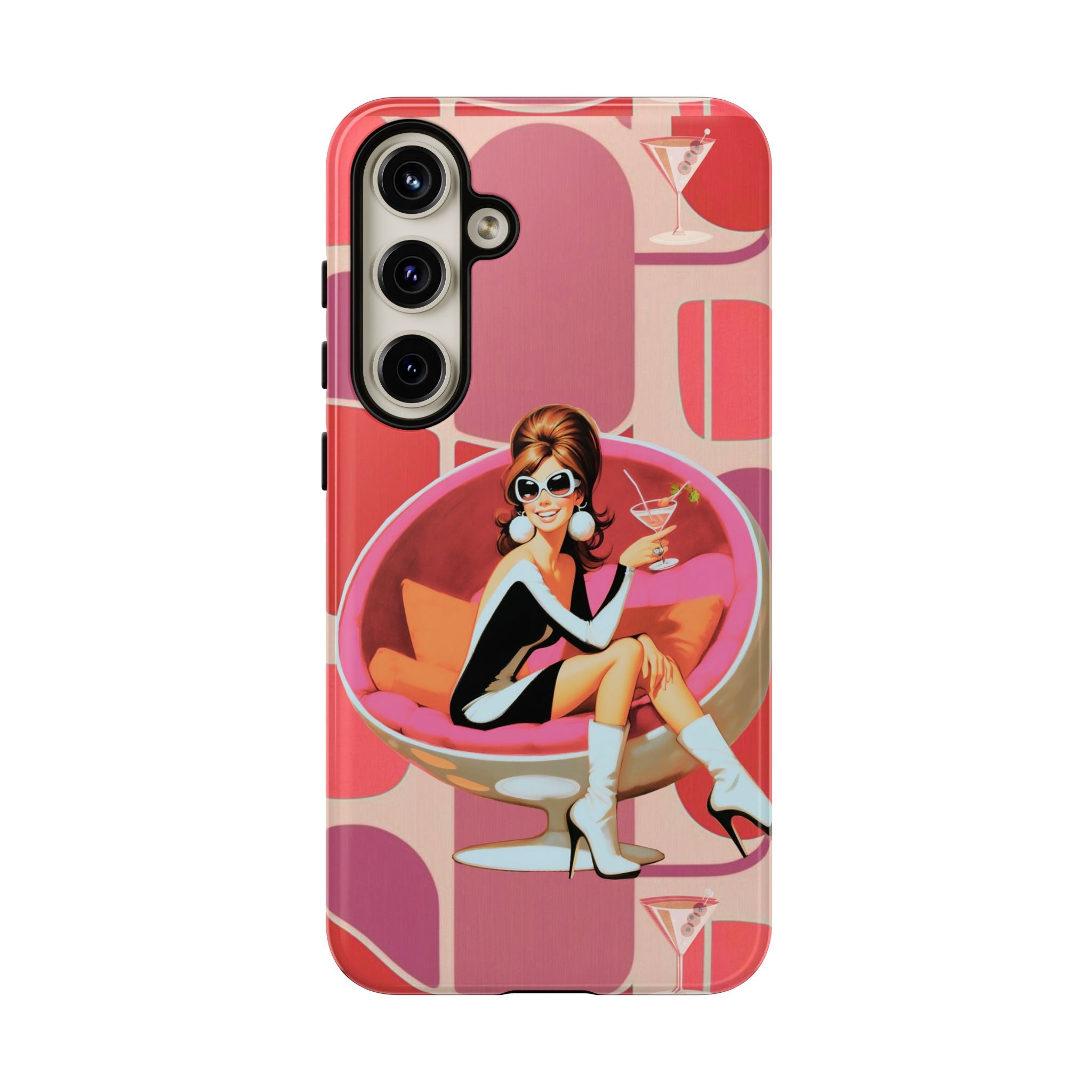 Mid Mod 60s Mod Gal, Kick Back Enjoy, Retro Chic Phone Case with Cocktail Design - Mid Century Modern Gal