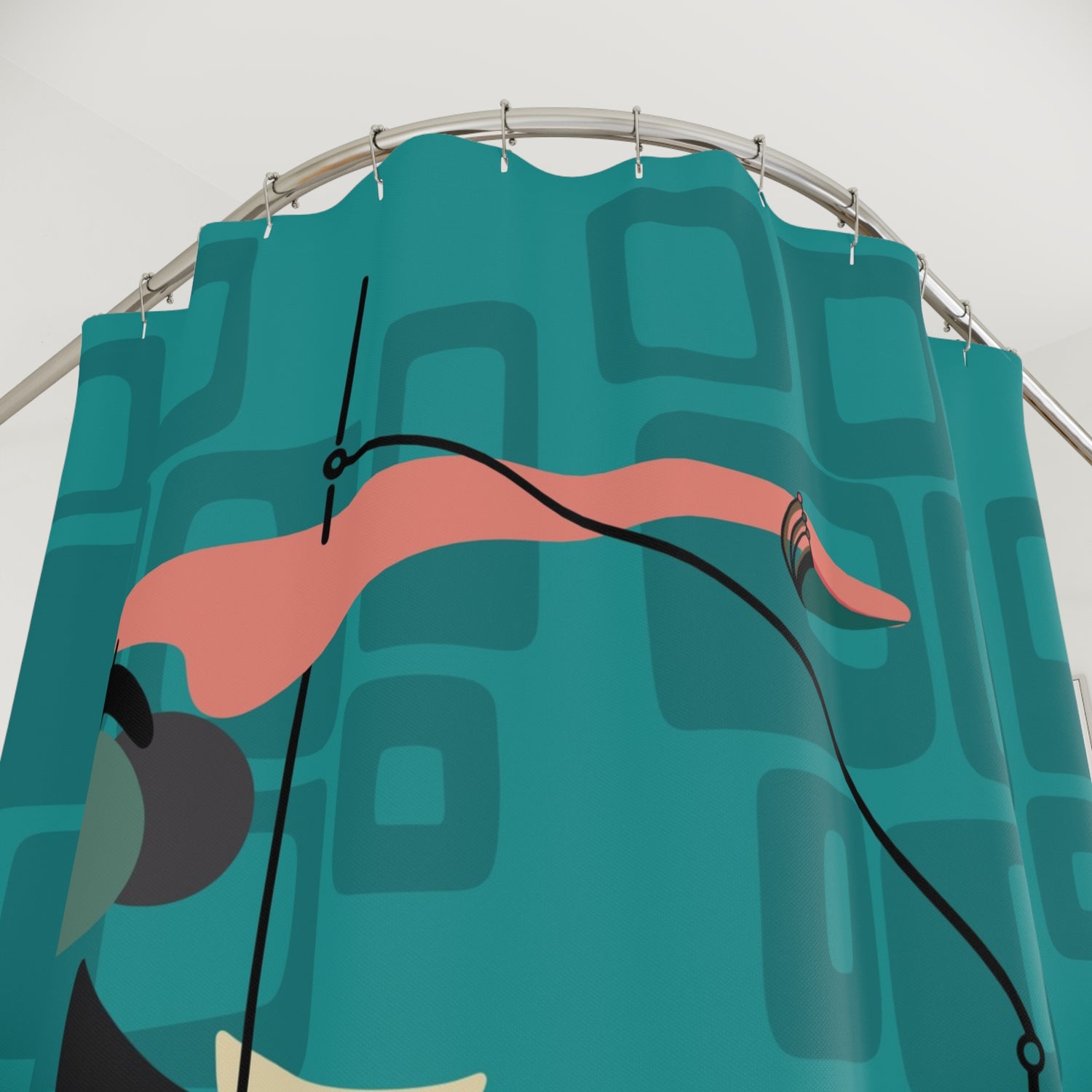 Mid Century Modern Fish Modern Geometric Shower Curtain - Mid Century Modern Gal