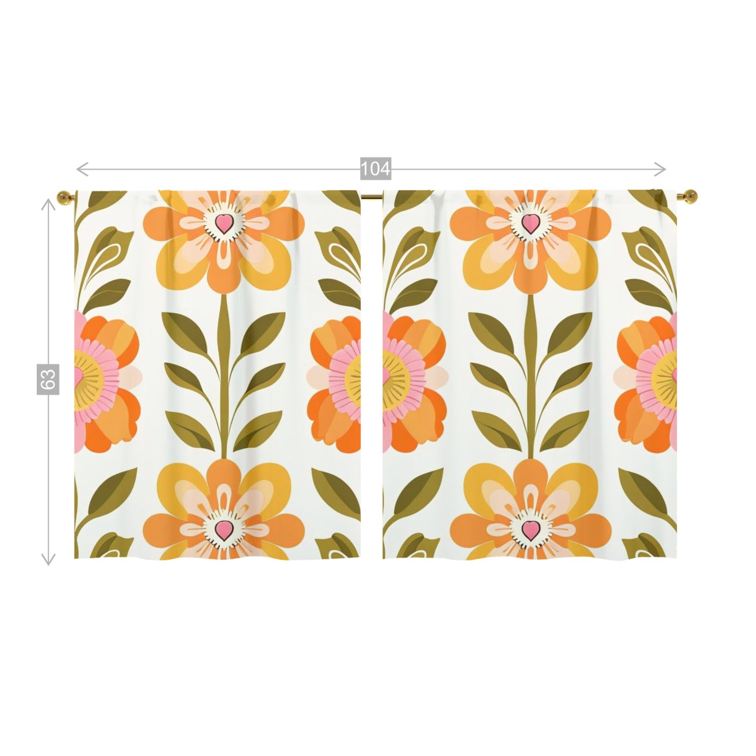 Scandinavian Mid Century Modern Pretty Floral Modern Danish Window Curtains (two panels) - Mid Century Modern Gal