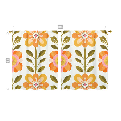 Scandinavian Mid Century Modern Pretty Floral Modern Danish Window Curtains (two panels) - Mid Century Modern Gal