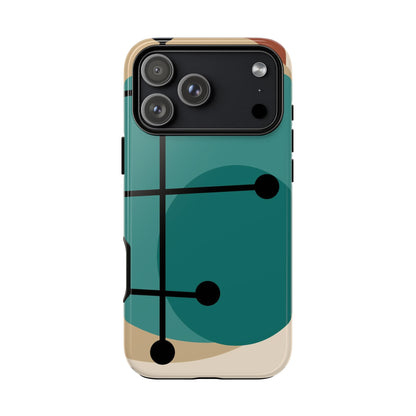 Mid Century Mod, Geometric, Retro Beige Teal Blue, Smart Phones Tough Phone Cases