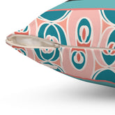 Atomic Black And White Kitty Cats, Mid Century Modern Teal Coral Pink, Kitschy Cute Pillow And Insert - Mid Century Modern Gal