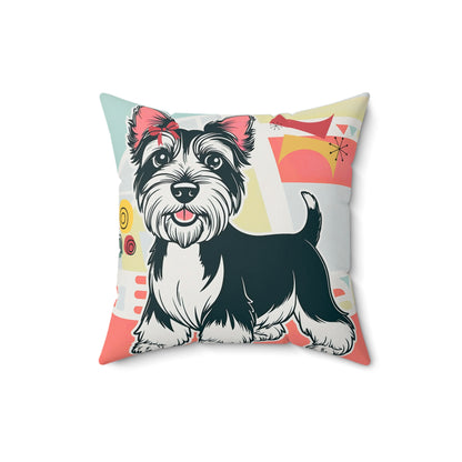 Scottish Terrier Retro Dog, Cute Dog Graphic Pillow - Cozy Pet Lover Decor - Mid Century Modern Gal