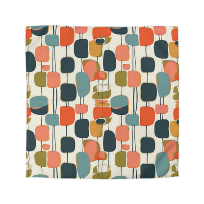 Mid Century Mod Scandinavian Abstract, Geometric Colorful Retro Duvet Cover