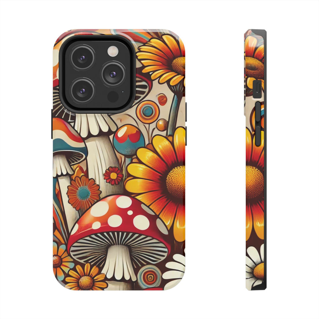 Bohemian Floral Mushroom Tough Phone Case - Trendy Protection for Nature Lovers - Mid Century Modern Gal