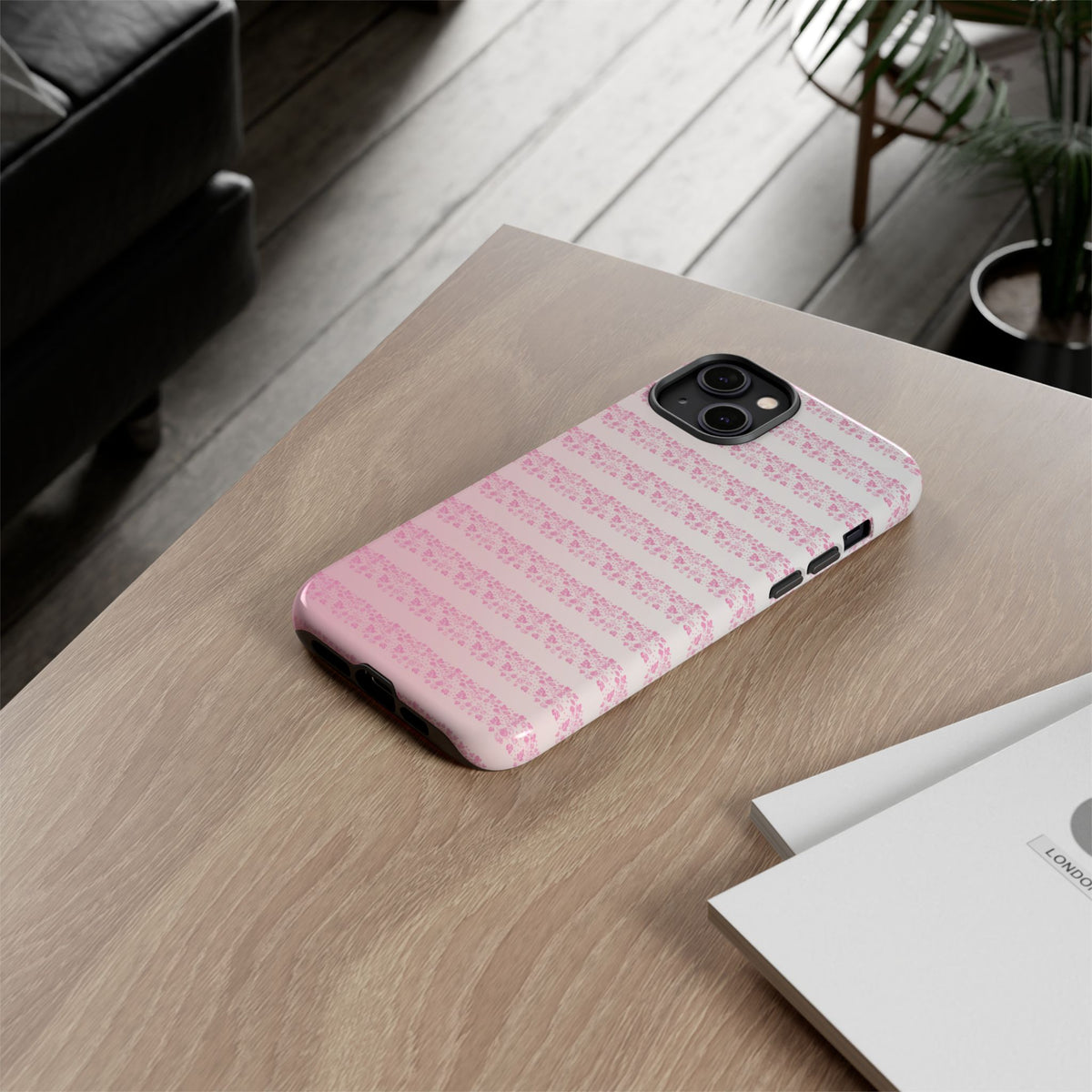 Pink Pyrex Gooseberry Striped Phone Case, Stylish Phone Cover, Tough Protective Case, Cute Cell Phone Case, Trending Gift for Her
