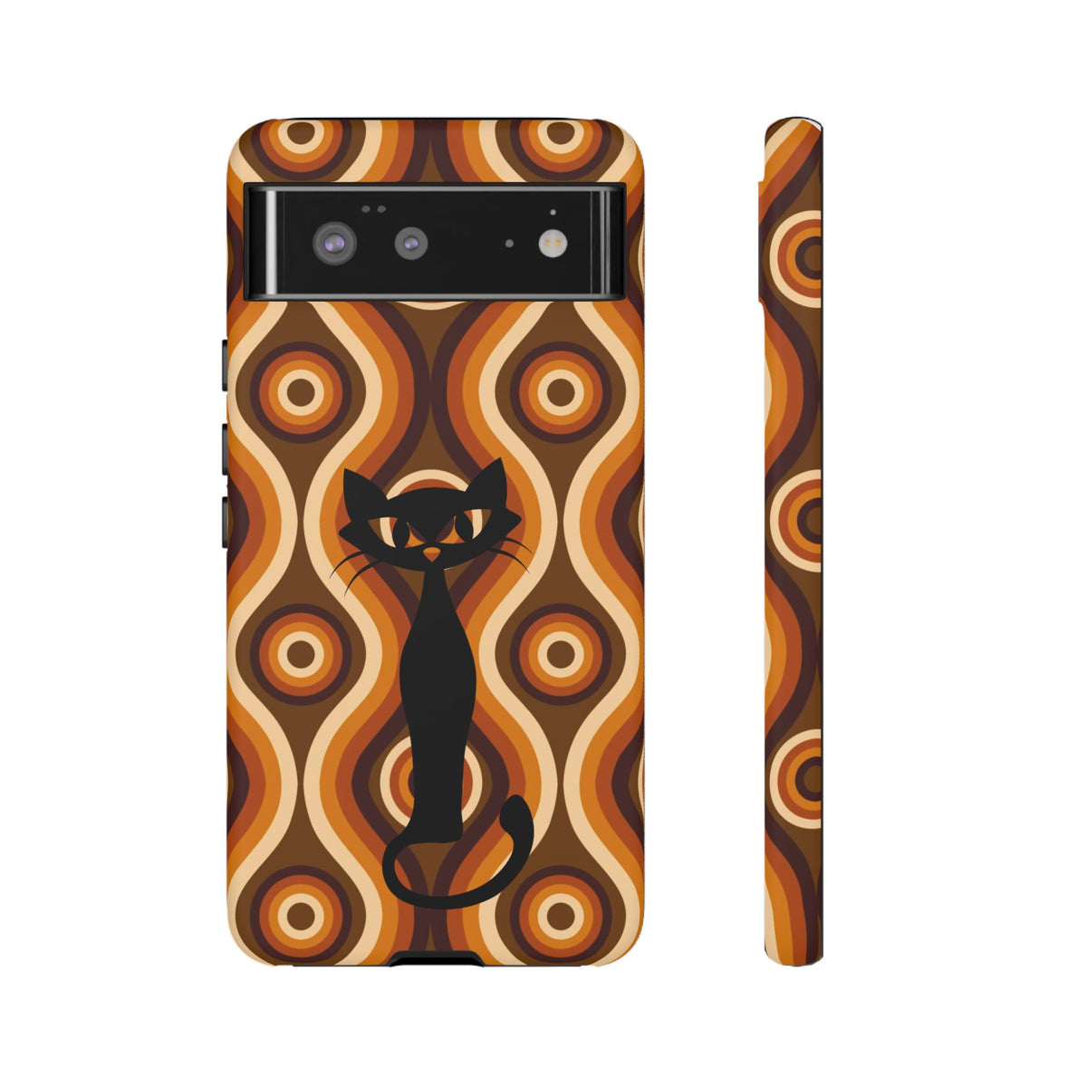 Retro Phone Case, Groovy Brown, Atomic Kitsch Cat Tough Smart Phone Cases - Mid Century Modern Gal