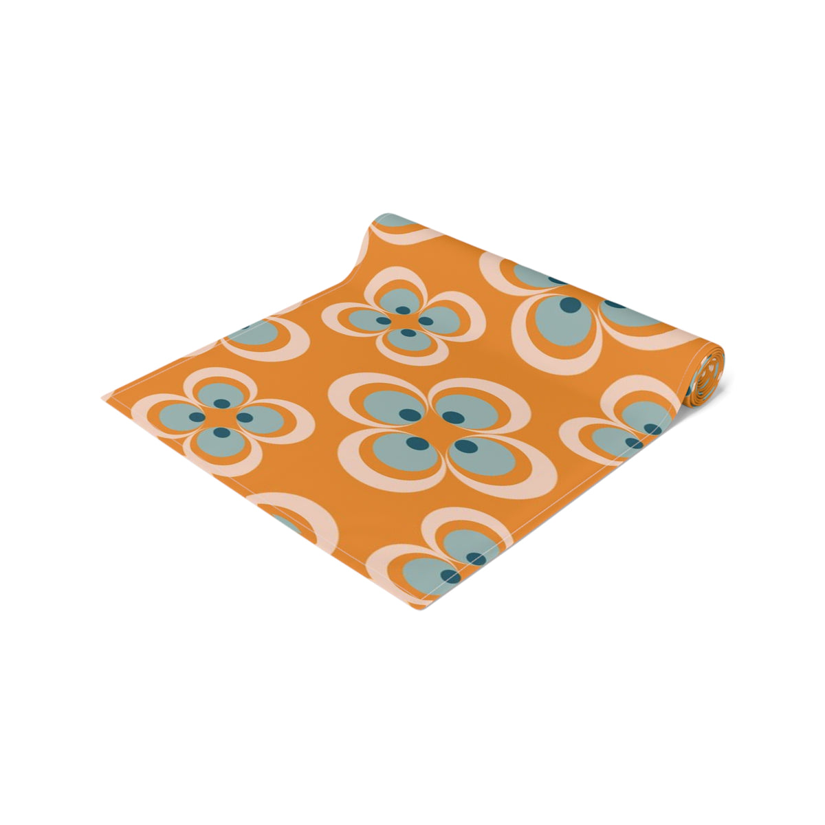 Mid Century Modern Table Runner, Retro Scandinavian Modern Danish Geometric Design, Orange, Blue Table Runner - Mid Century Modern Gal