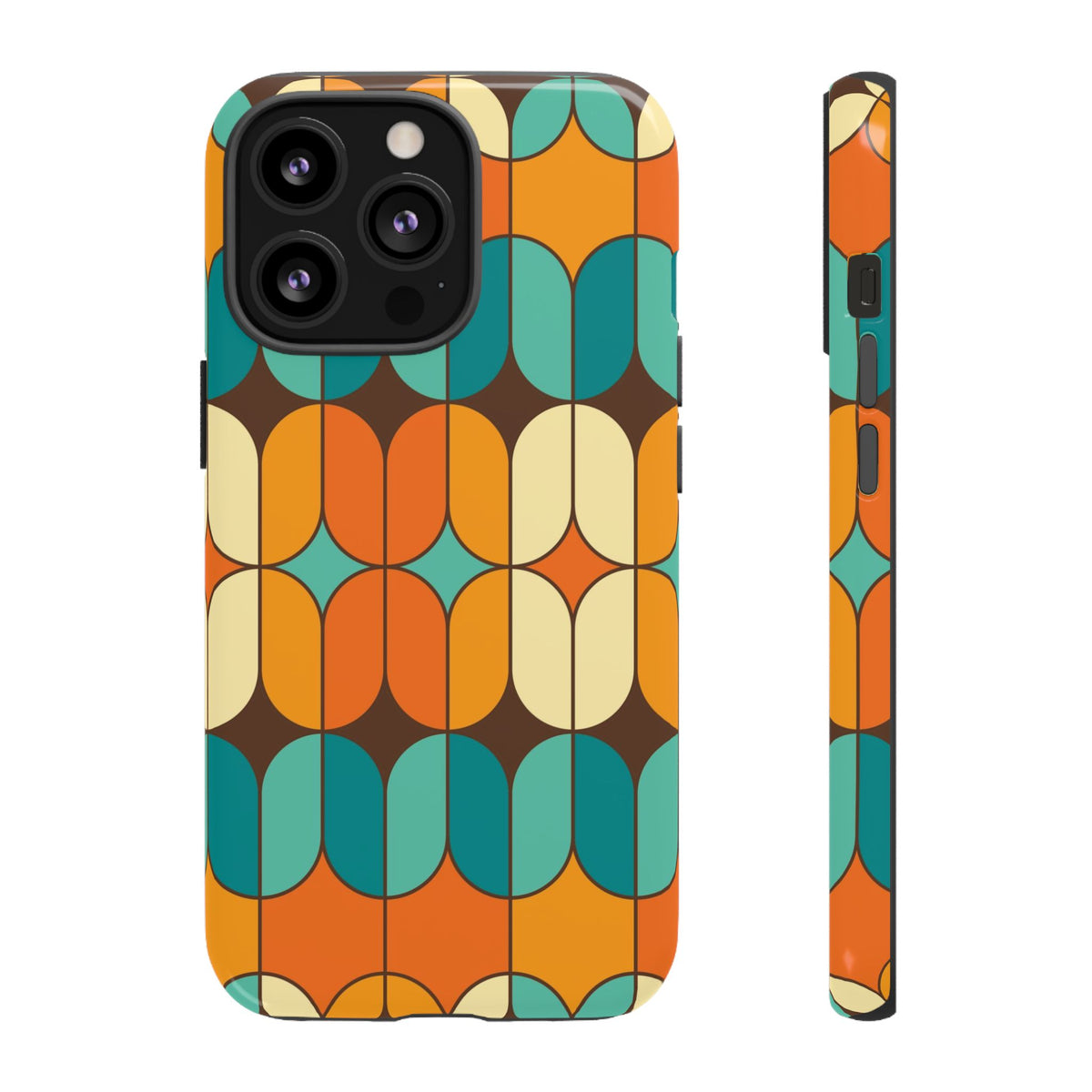 Mid Century Modern Orange, Teal Geometric Mod Designed Tough Phone Case