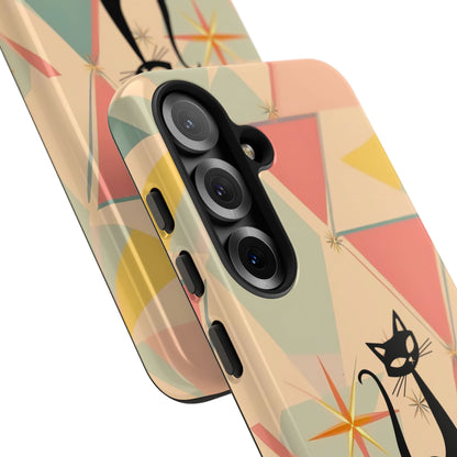 Atomic Cat Mid Mod Retro Cat Phone Case | Tough Cases with Vintage Vibe | Ideal for Cat Lovers