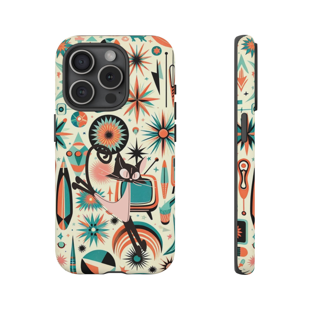 Atomic Kitty Boomerang Space Kitty Mid Century Modern Samsung, Smart Phone, Tough Cases