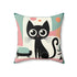 Mid Mod Atomic Cat Kitschy Throw Pillow Including Insert, MCM Home Decor - Mid Century Modern Gal