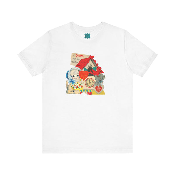 Vintage Valentine Cards Tee, Kitschy Whimsical Love Short Sleeve Tee