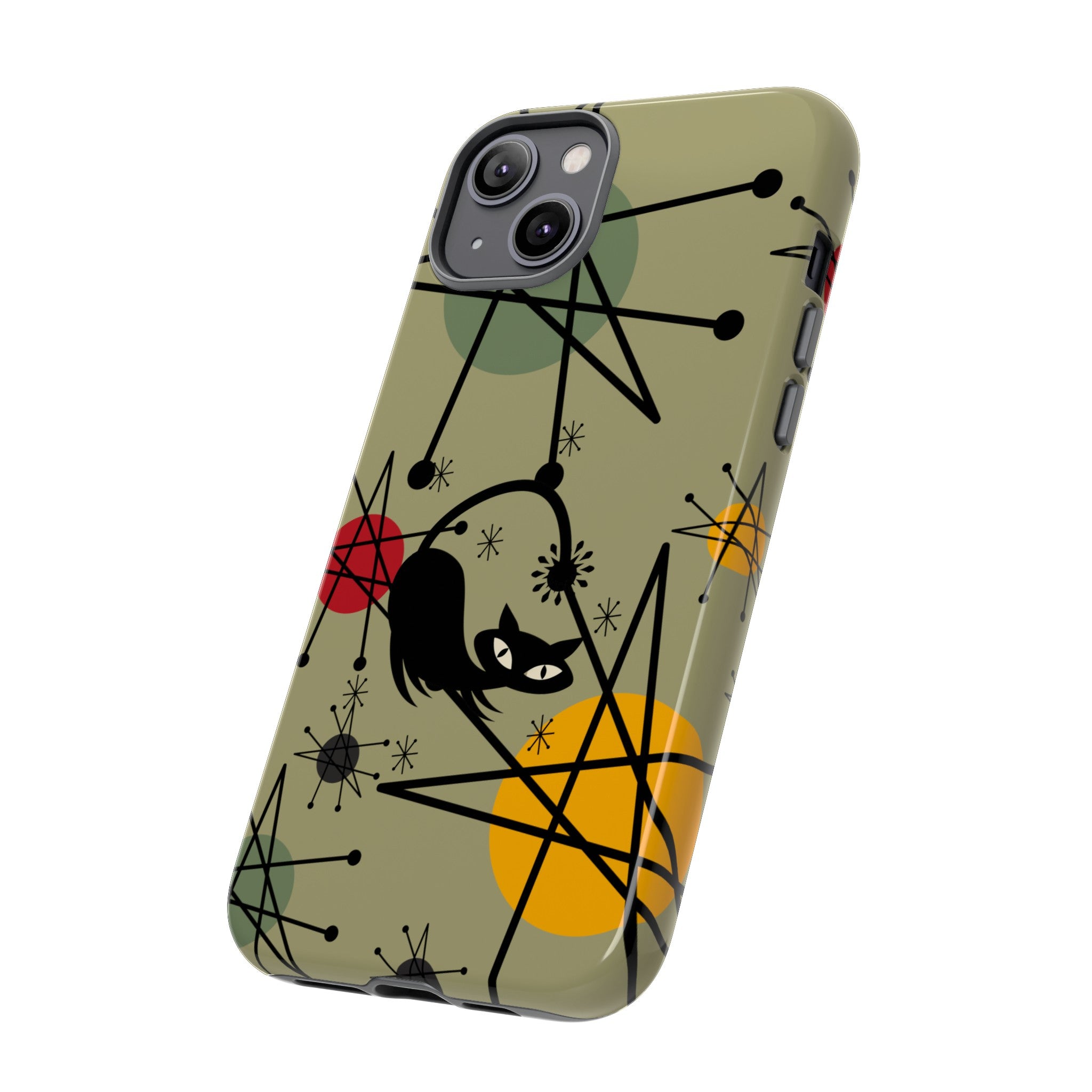 Mid Century Modern Atomic Cat, Retro Chic Groovy Mod Samsung, Smart Phone Tough Cases