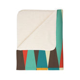 Mid Century Modern, Geometric, Retro, Mod, Teal Blue, Mustard Yellow, Chocolate Brown, Burnt Orange, Sherpa Blanket - Mid Century Modern Gal
