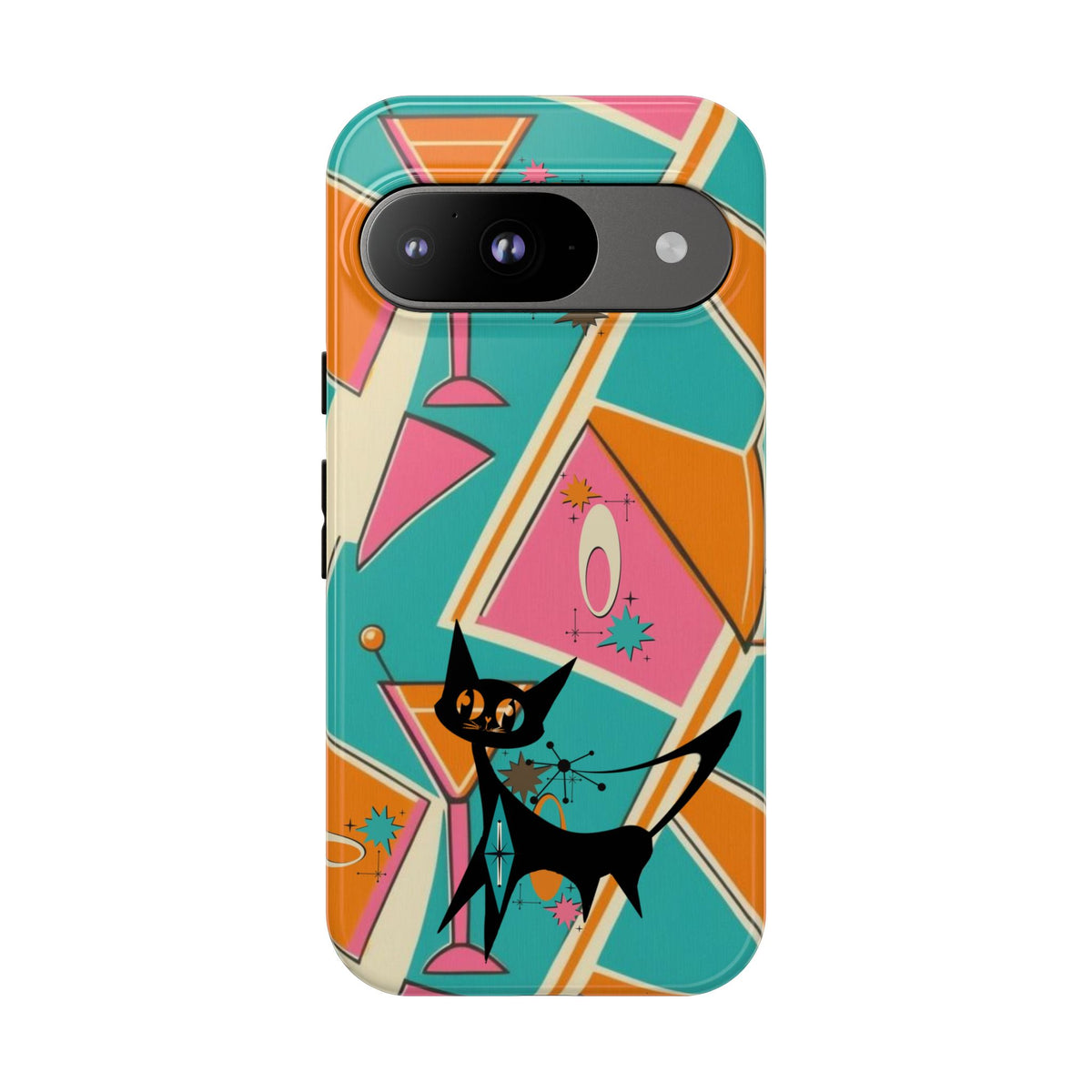 Atomic Cat Mid Mod Retro Cat Phone Case - Tough Cases for Stylish Cat Lovers