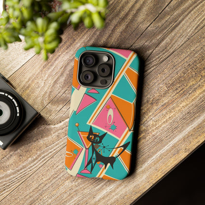 Atomic Cat Mid Mod Retro Cat Phone Case - Tough Cases for Stylish Cat Lovers