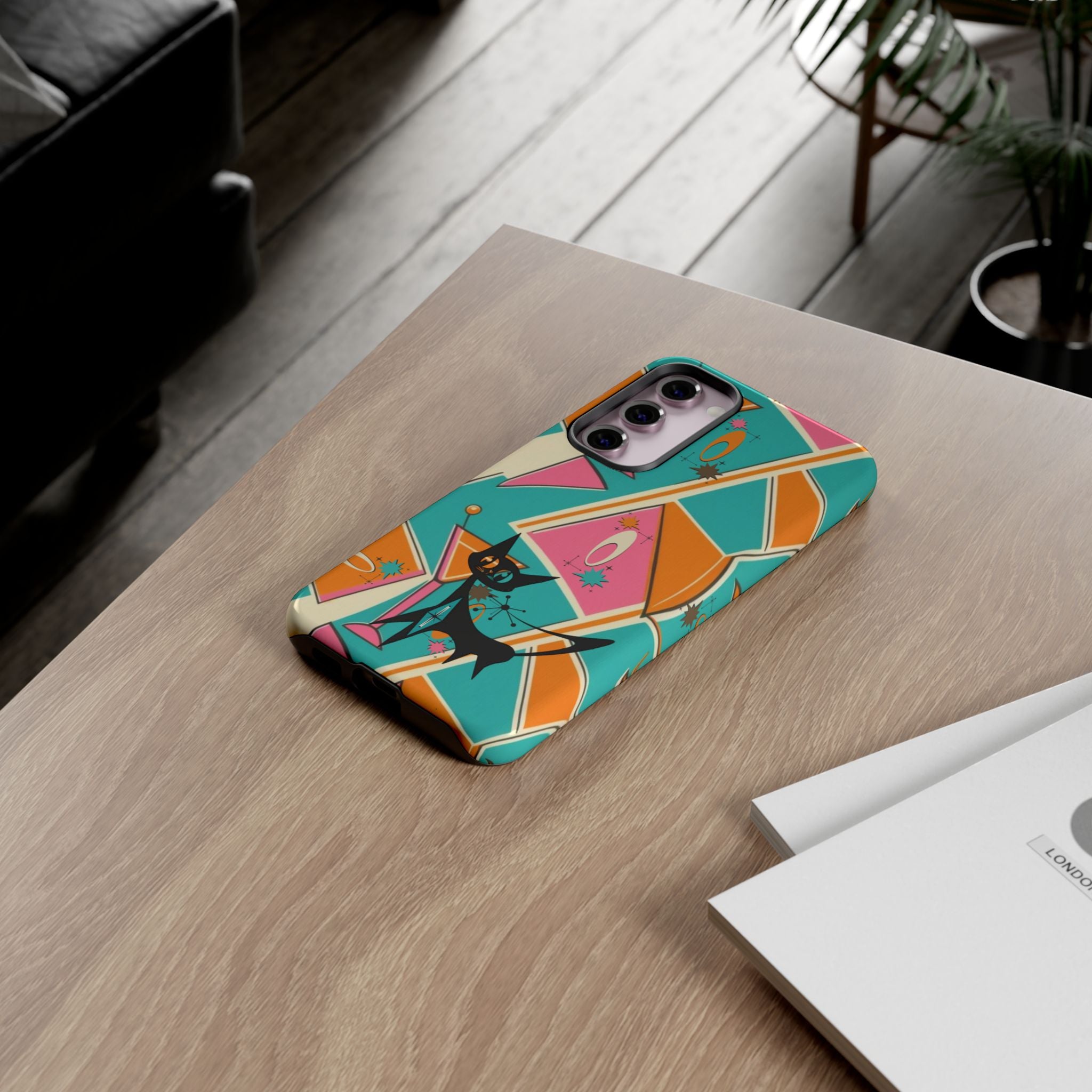 Atomic Cat Mid Mod Retro Cat Phone Case - Tough Cases for Stylish Cat Lovers