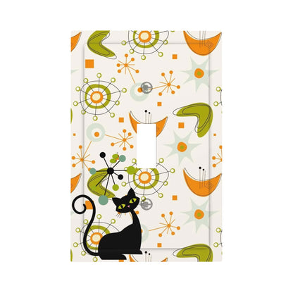 Mid Century Modern Atomic Cat Boomerang And Starburst Green, Orange Modern Switch Cover - Mid Century Modern Gal