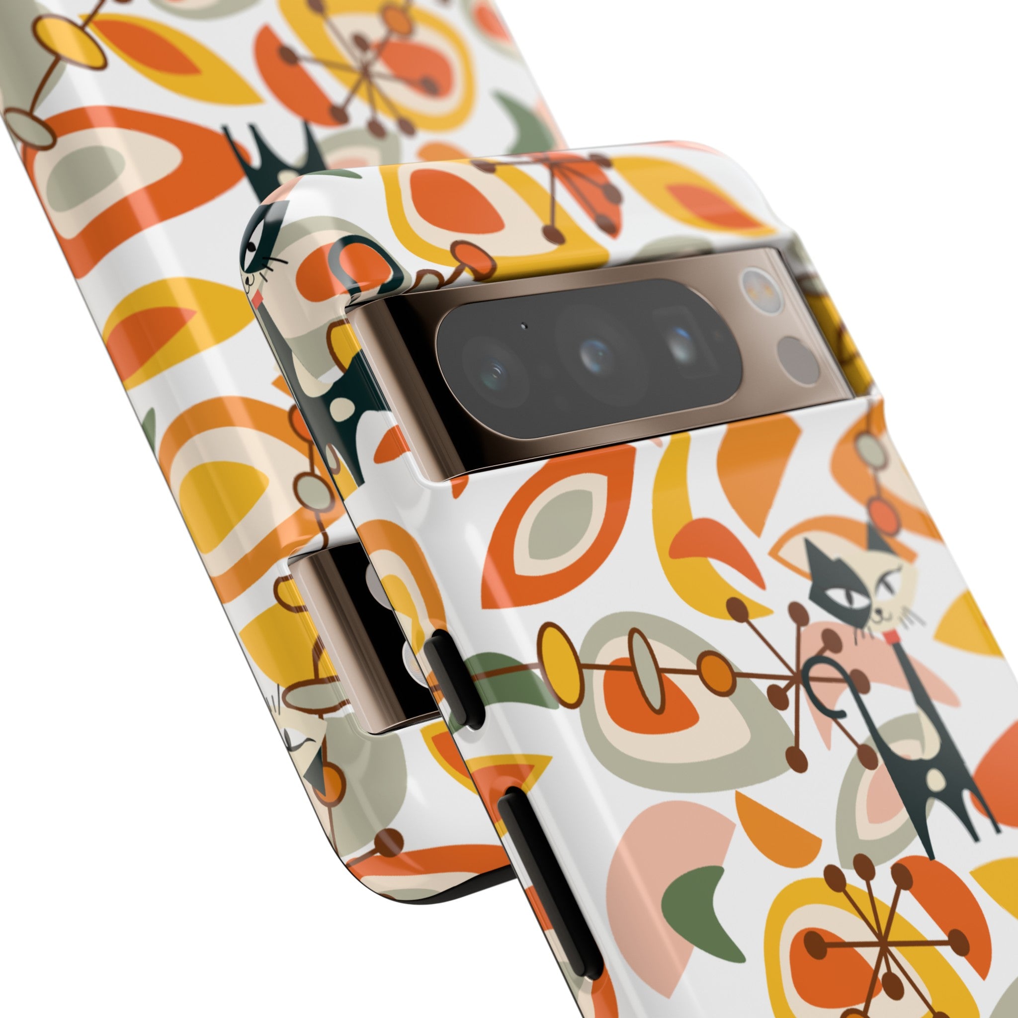 Atomic Cat Mid Mod Orange, Yellow, Groovy Cat Smart Phone Tough Cases