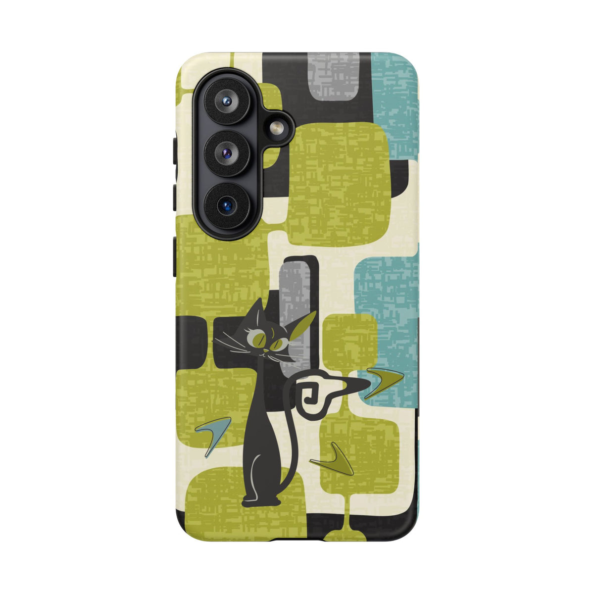 Mid Century Modern Geometric Kitschy Cat, Boomerang Retro Smart Phone Tough Cases