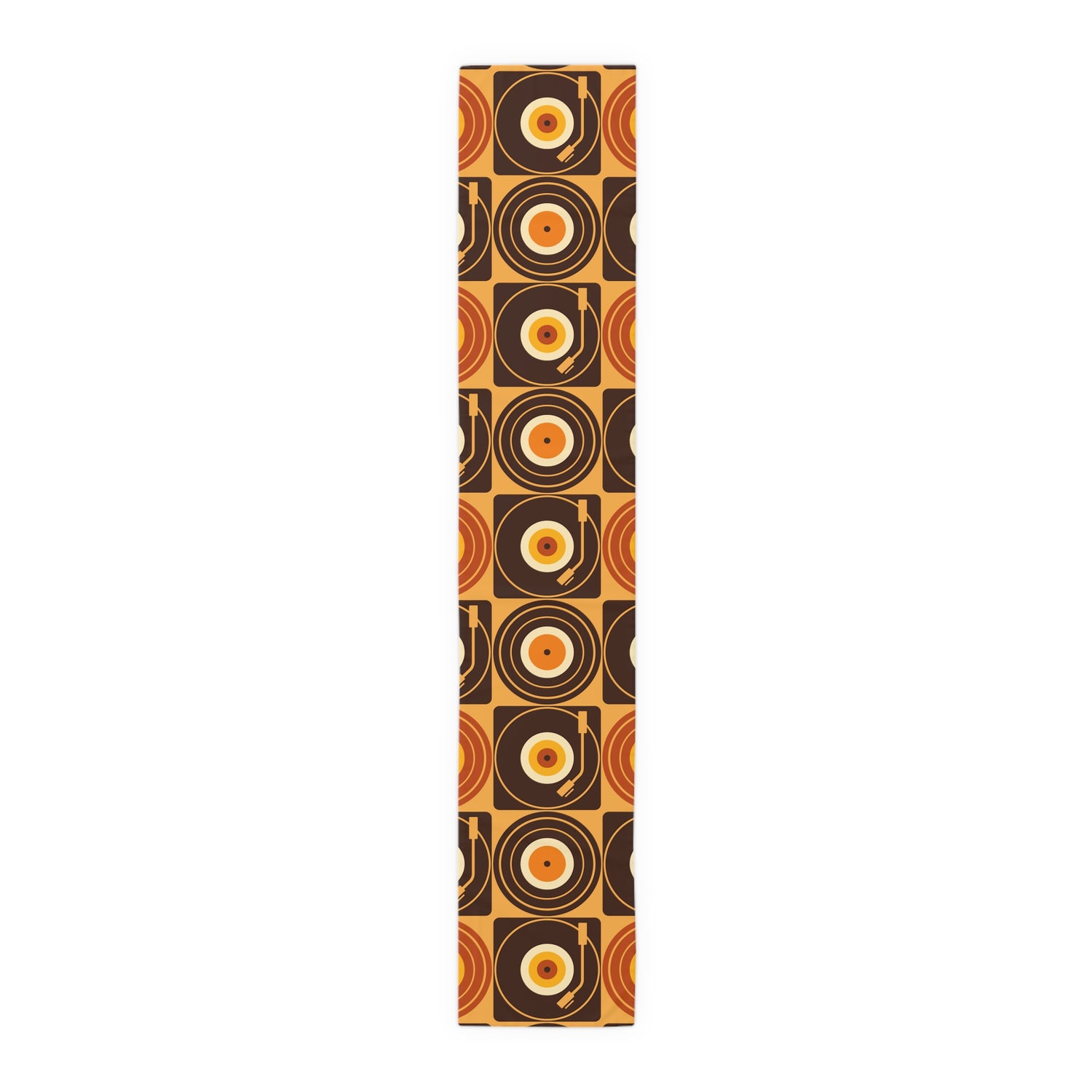 Groovy Retro Record Players, Brown Orange Yellow, Table Runner - Mid Century Modern Gal