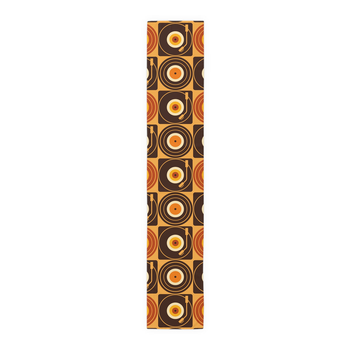 Groovy Retro Record Players, Brown Orange Yellow, Table Runner - Mid Century Modern Gal