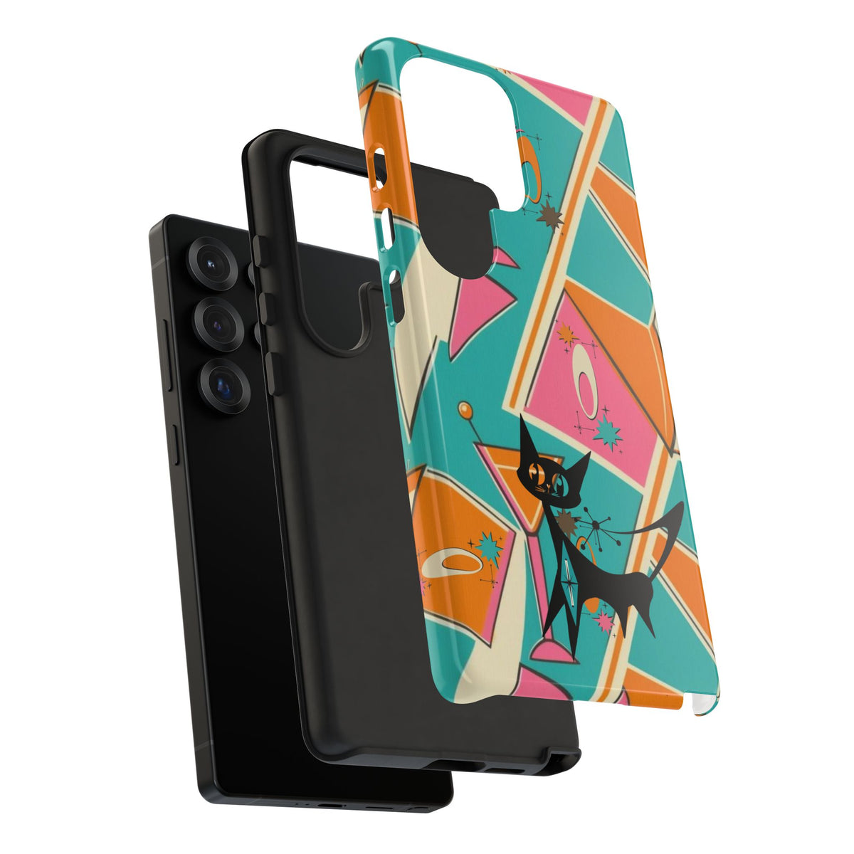 Atomic Cat Mid Mod Retro Cat Phone Case - Tough Cases for Stylish Cat Lovers