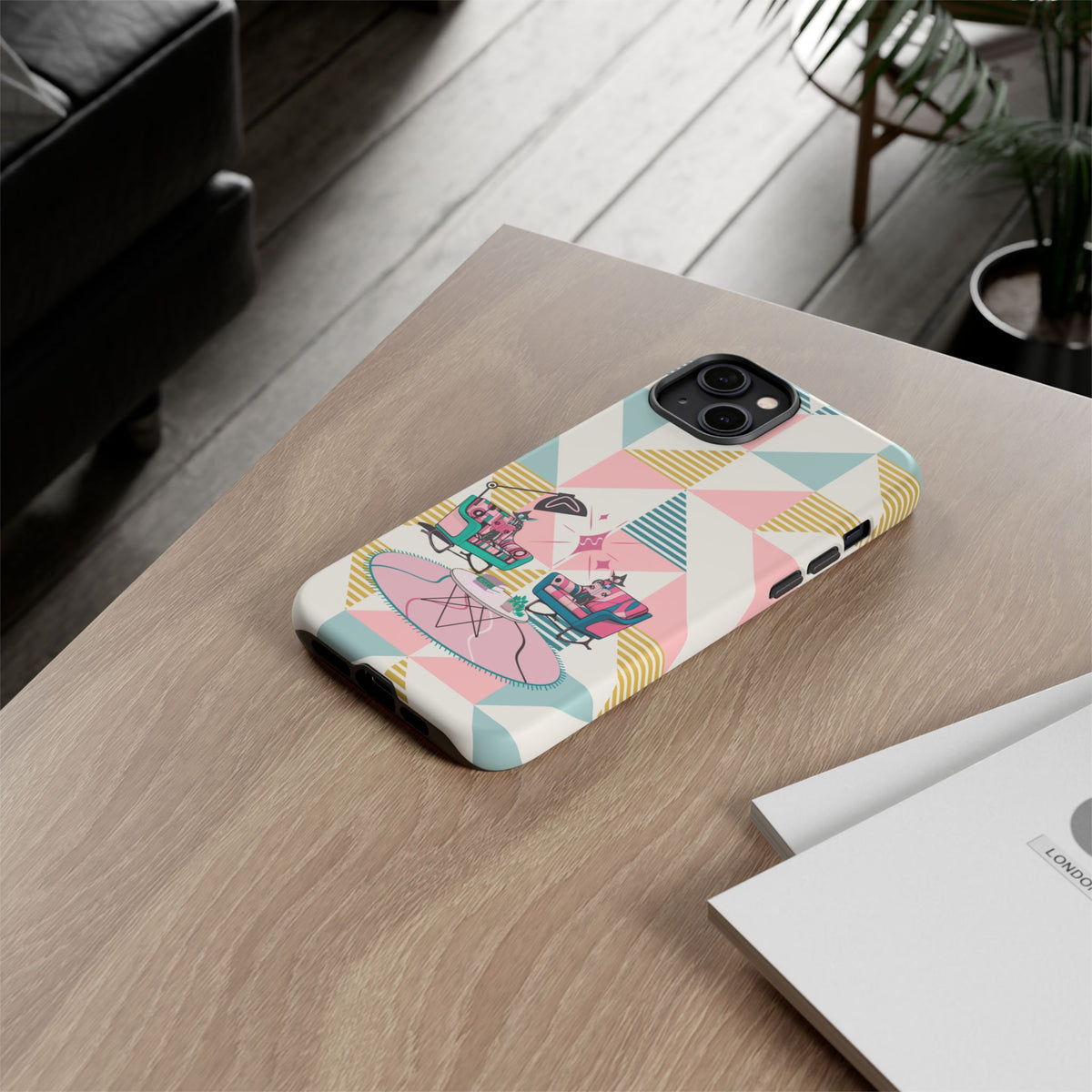 Atomic Cats Reading, Book Talk, Book Lover, Retro Chic Phone Case with Retro Vibe - Cozy Living Room Design