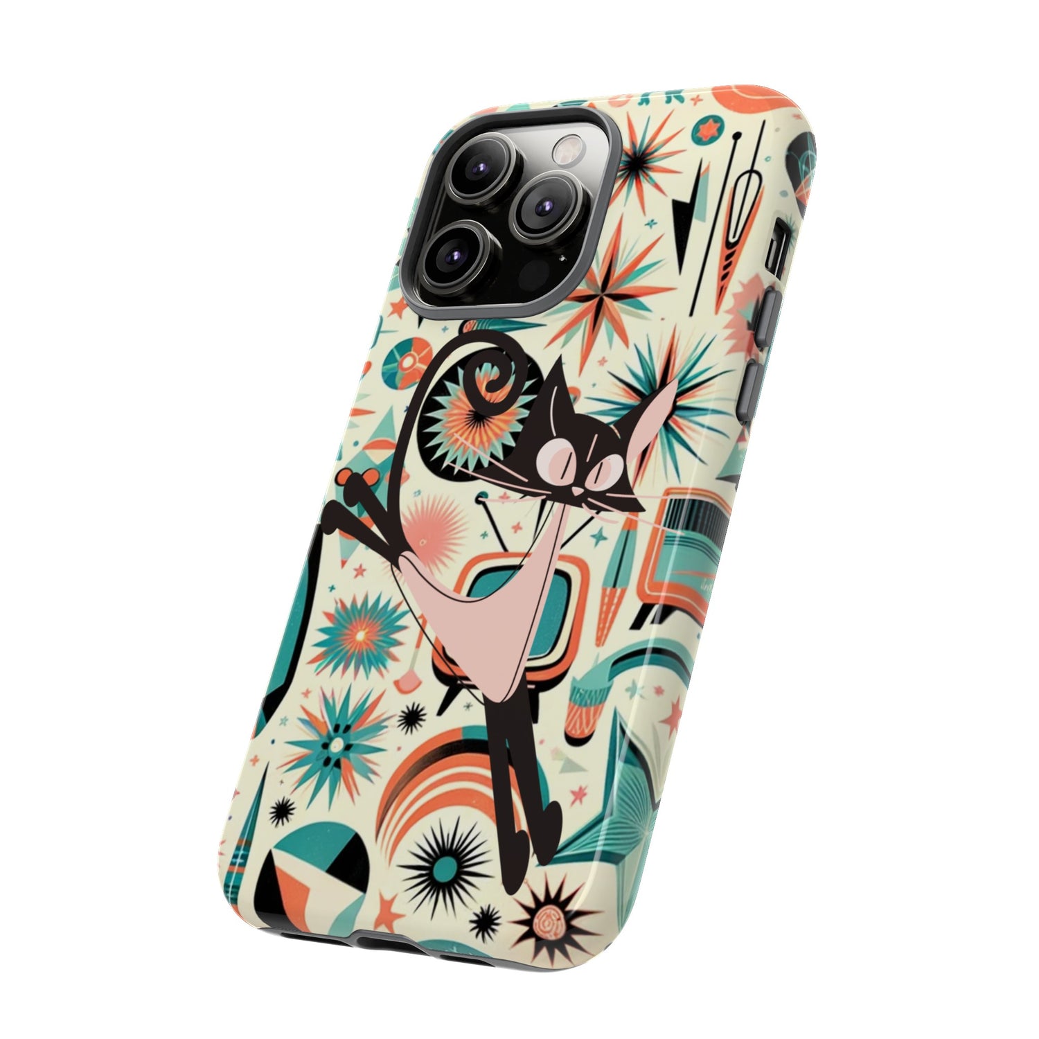 Atomic Kitty Boomerang Space Kitty Mid Century Modern Samsung, Smart Phone, Tough Cases