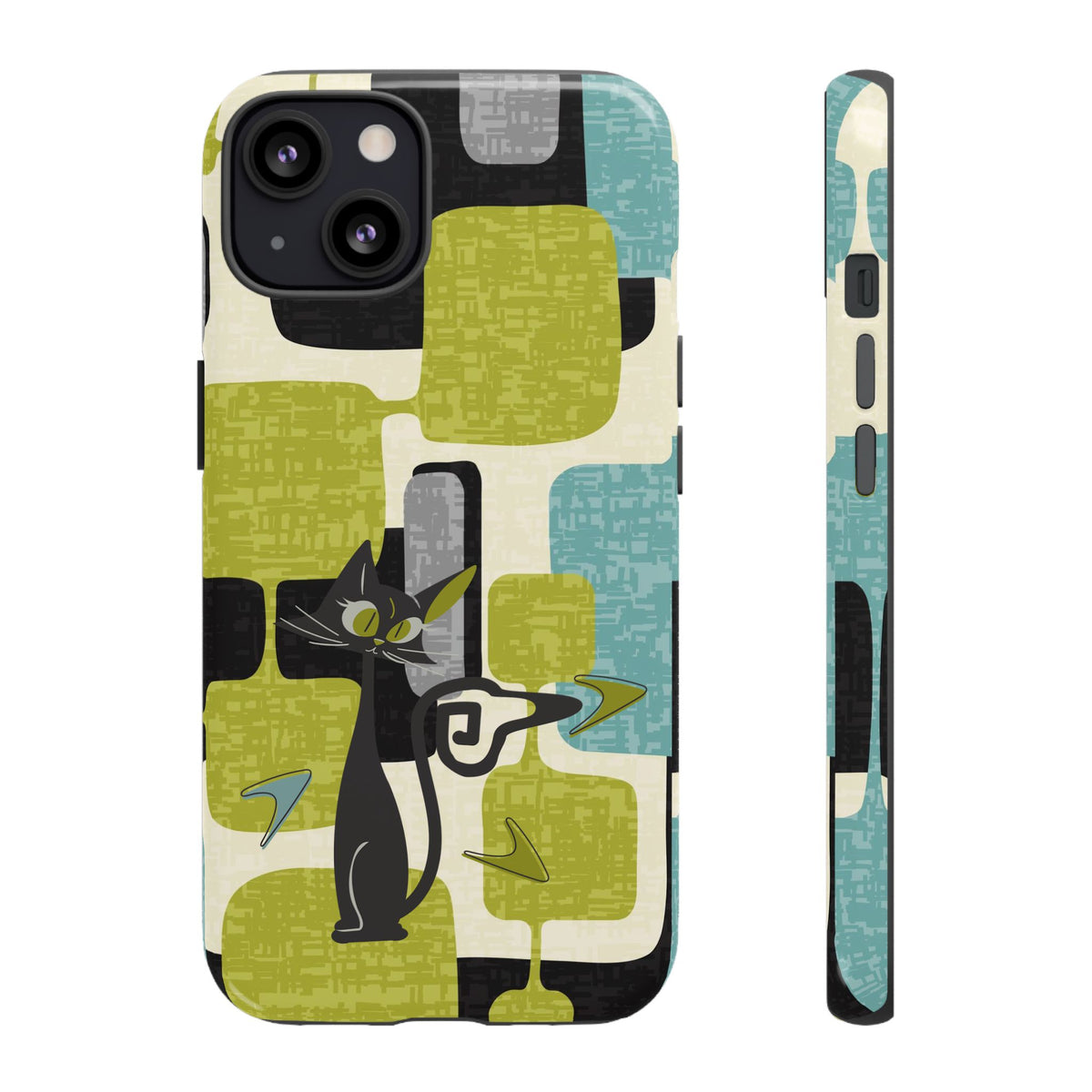 Mid Century Modern Geometric Kitschy Cat, Boomerang Retro Smart Phone Tough Cases - Mid Century Modern Gal