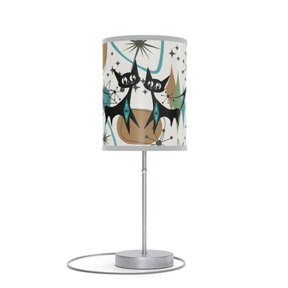 Mid Century Modern Table Lamp, Atomic Kitschy Cats, Starbursts Boomerang Themed Table Lamp - Mid Century Modern Gal
