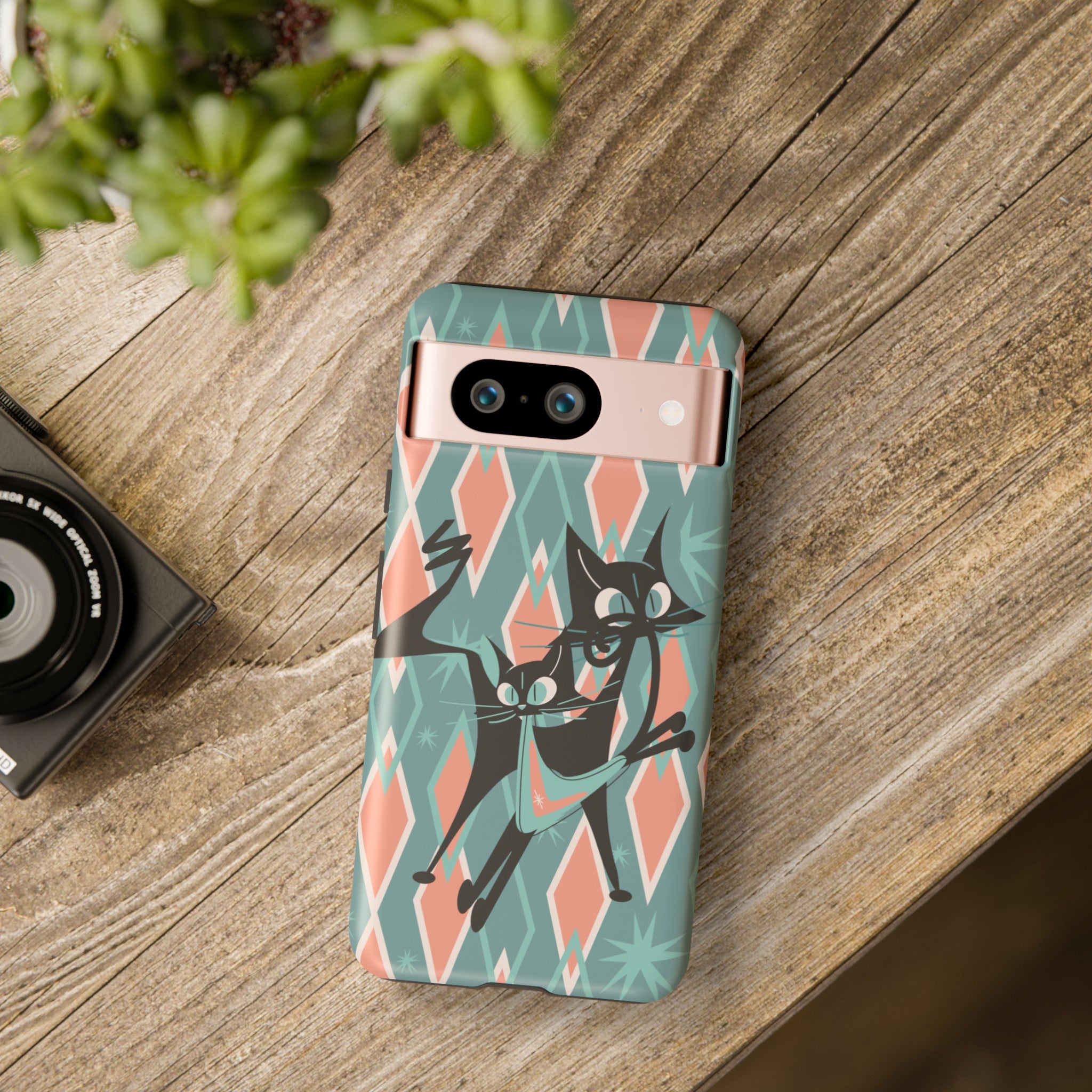 Mid Mod Atomic Cat Kitschy Retro Chic Samsung, Smart Phone Tough Cases