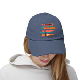 Moderism Week In Palm Spring California Retro Mod Atomic Cat, Unisex Distressed Cap - Mid Century Modern Gal