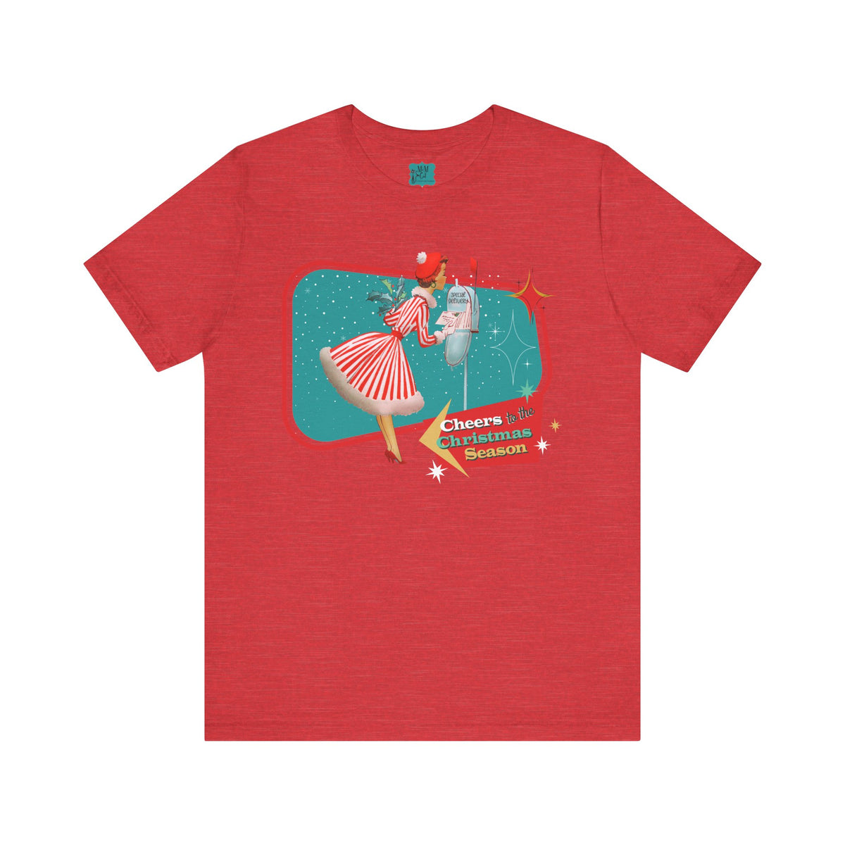 A Merry And Bright Holiday Kitsch Christmas Season Retro Christmas Cheers Unisex Jersey Tee - Mid Century Modern Gal
