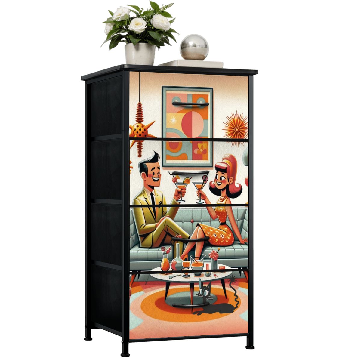 Mid Century Modern Kitschy Mod Designed 4-Drawer Dresser - Mid Century Modern Gal