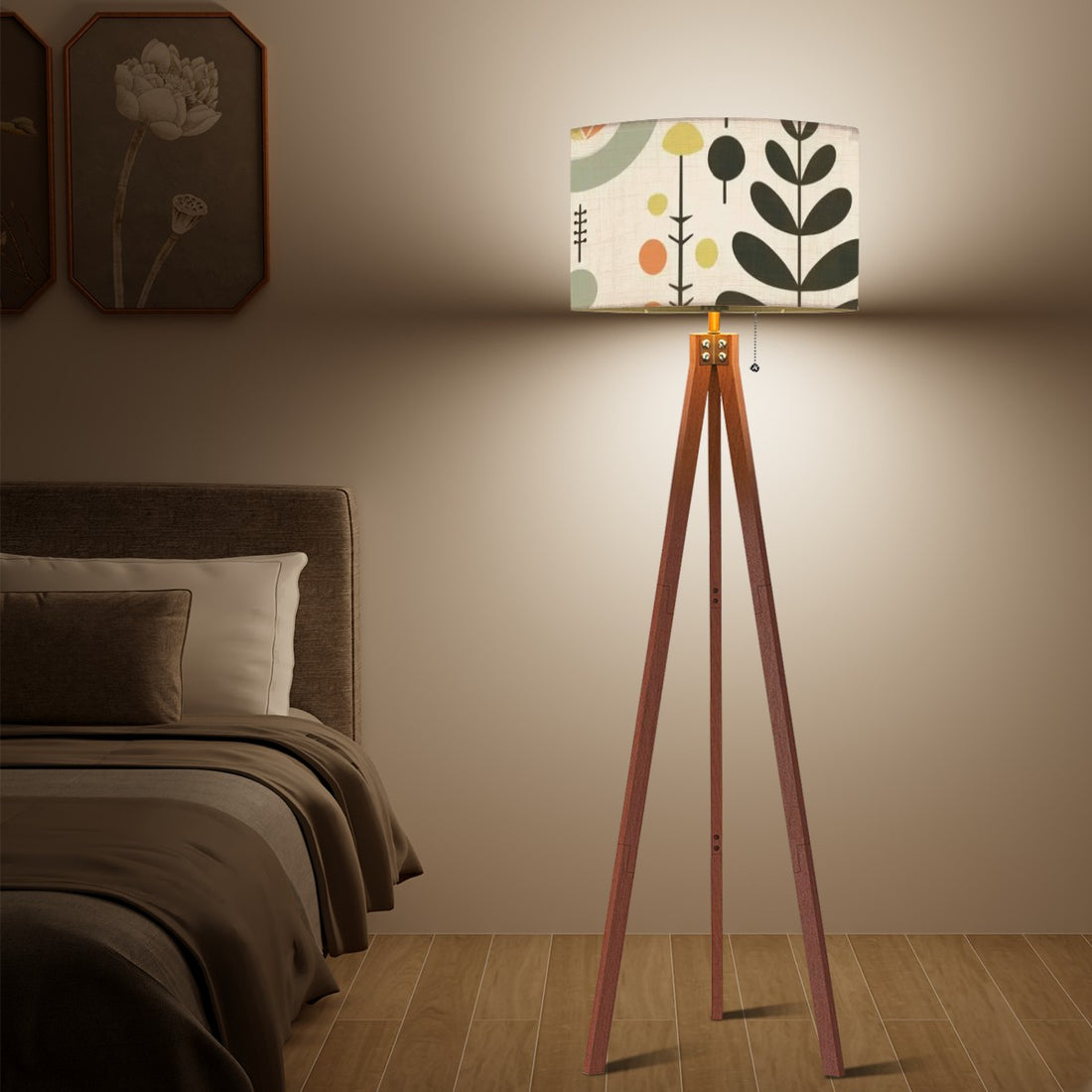 Mid Century Modern Wood Tripod Floor Lamp, Modern Scandinavian Swedish Design