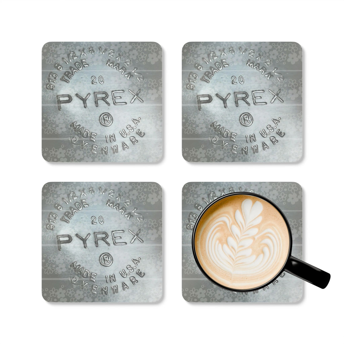 Vintage Pyrex Floral Cork Coaster Set - Retro Home Décor - Mid Century Modern Gal