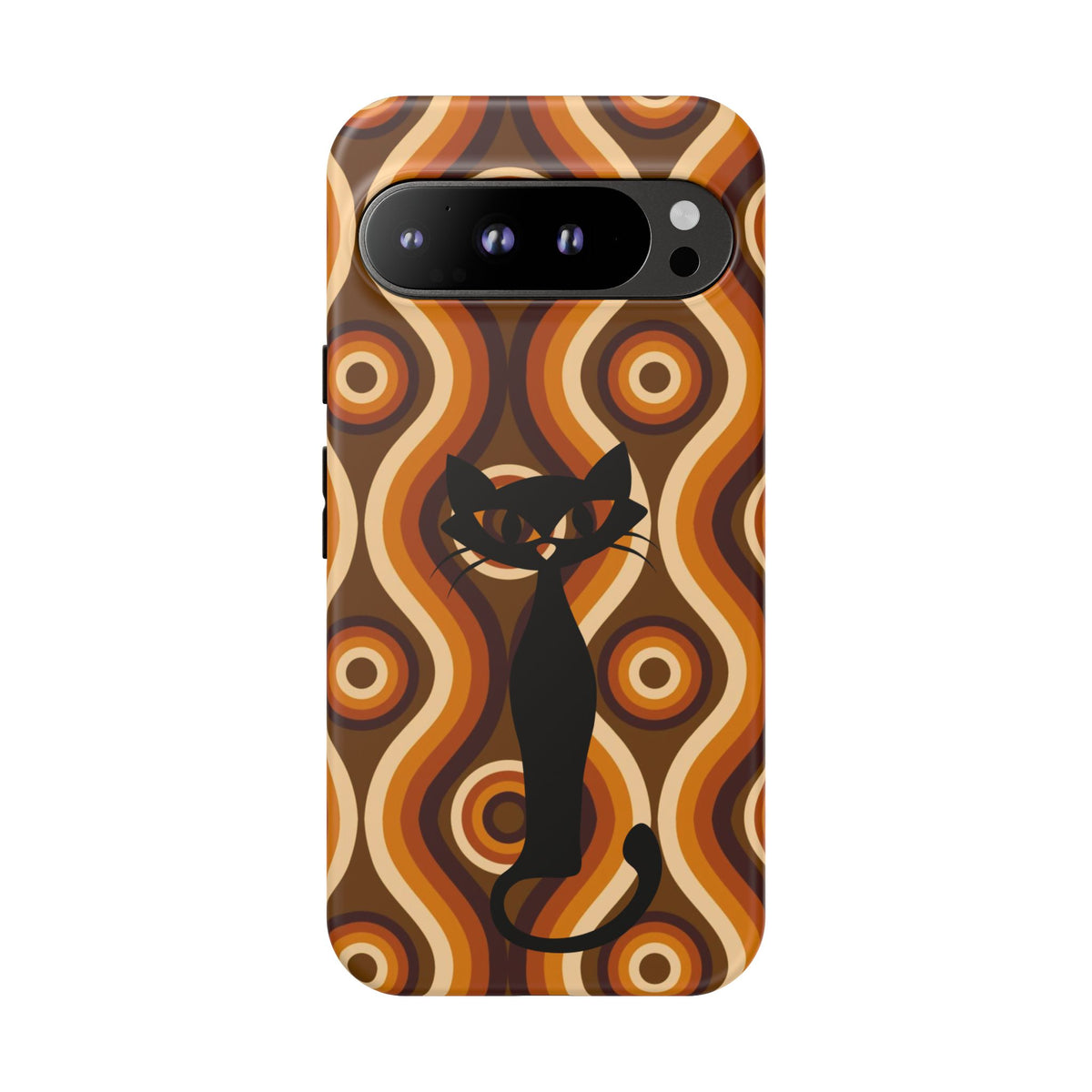 Retro Phone Case, Groovy Brown, Atomic Kitsch Cat Tough Smart Phone Cases