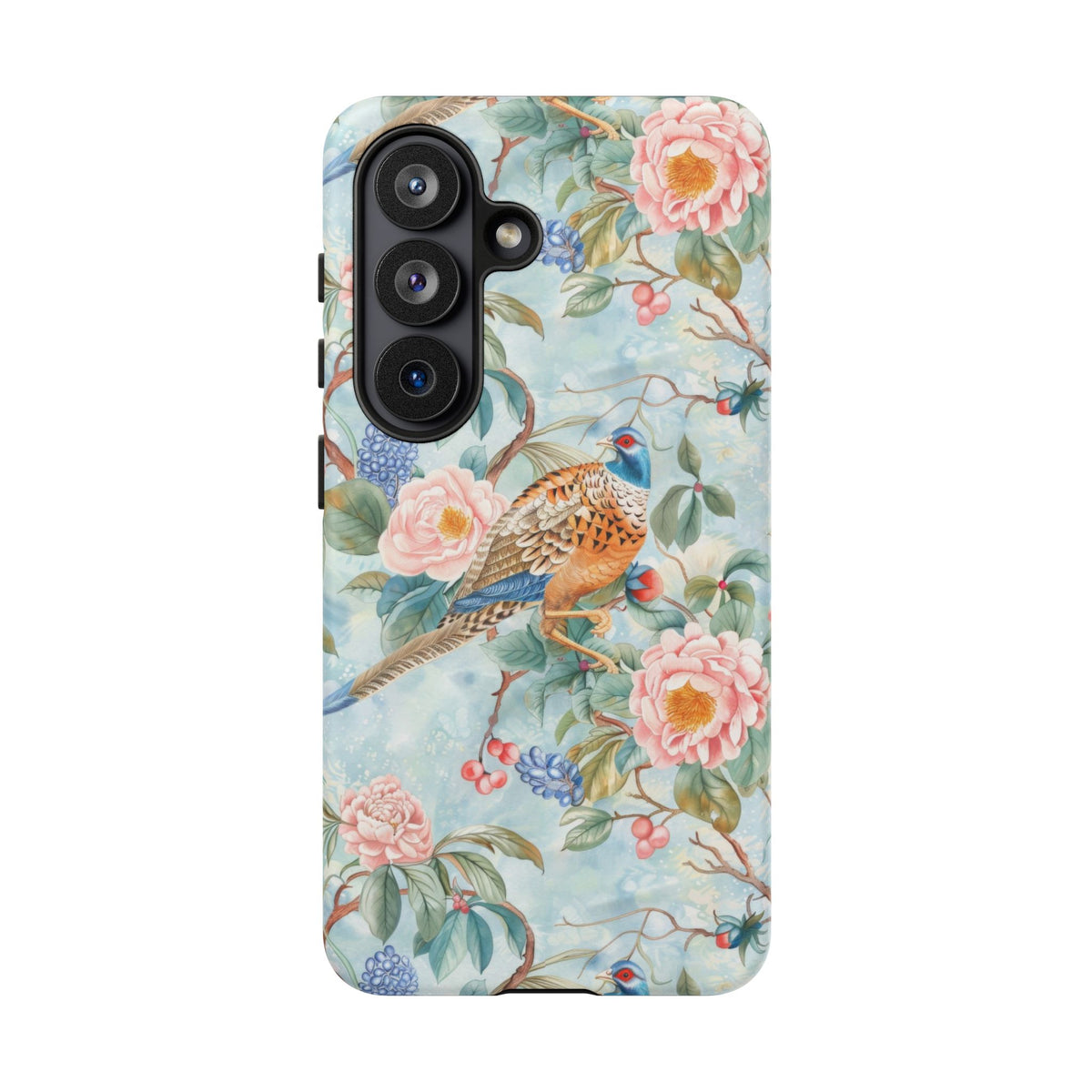 Chinoiserie Designed Floral Pheasant Phone Case with Bird Design