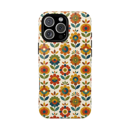 Mid Century Modern Scandinavian Floral Earth Tones Tough Phone Case