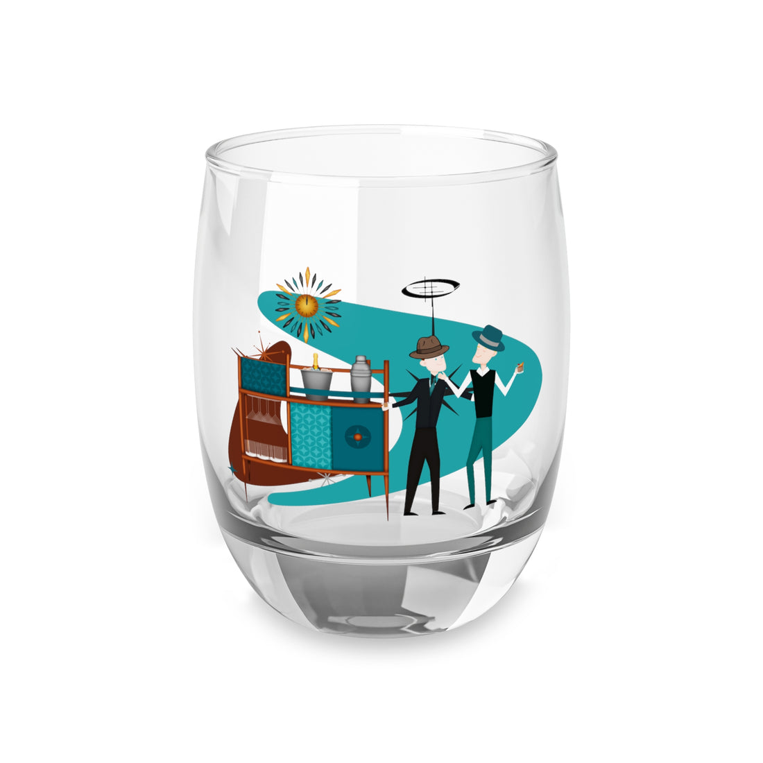 Mid Century Modern Kitschy Fun Gay Male Couple Whiskey Glass - Mid Century Modern Gal