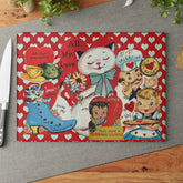 50s Vintage Valentine Cards, Kitschy Love, Red Hearts, Retro Glass Cutting Board - Mid Century Modern Gal